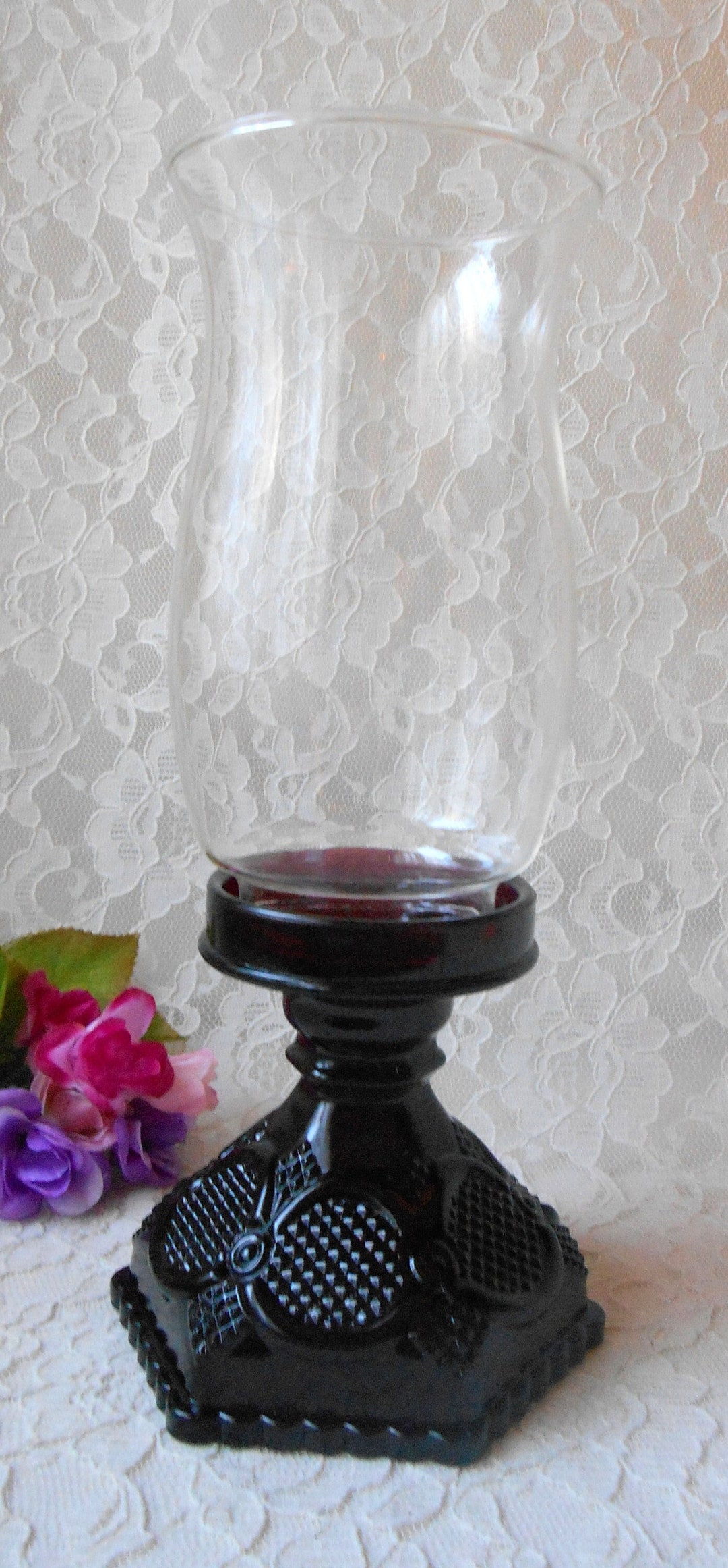 Vintage Avon Candle Holder 1876 Cape Cod Collection Ruby Red Pedestal