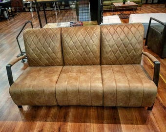 MATT III Vintage Two or Three Seater Sofa Leather Handmade Solid Strong Metal Frame 1+2+3 Seater Sofa Iron Armchair  Retro