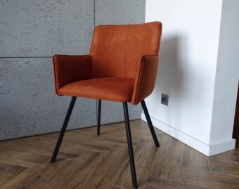 CAMILA Leather or Fabric Cocktail Armchair with Metal Frame Vintage, Retro, Modern, Industrial, Loft, Office, Home