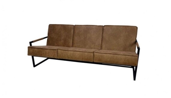 HERCULES II Seater Leather Sofa Loft Style Metal Frame Retro