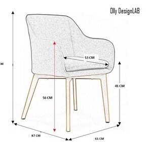 Puede incluir: Una silla tapizada gris con estructura de madera. La silla mide 80 cm de alto, 87 cm de ancho y 61 cm de profundidad. El asiento mide 53 cm de ancho y 41 cm de alto. La silla tiene un dise&ntilde;o moderno y es perfecta para un comedor o una sala de estar.