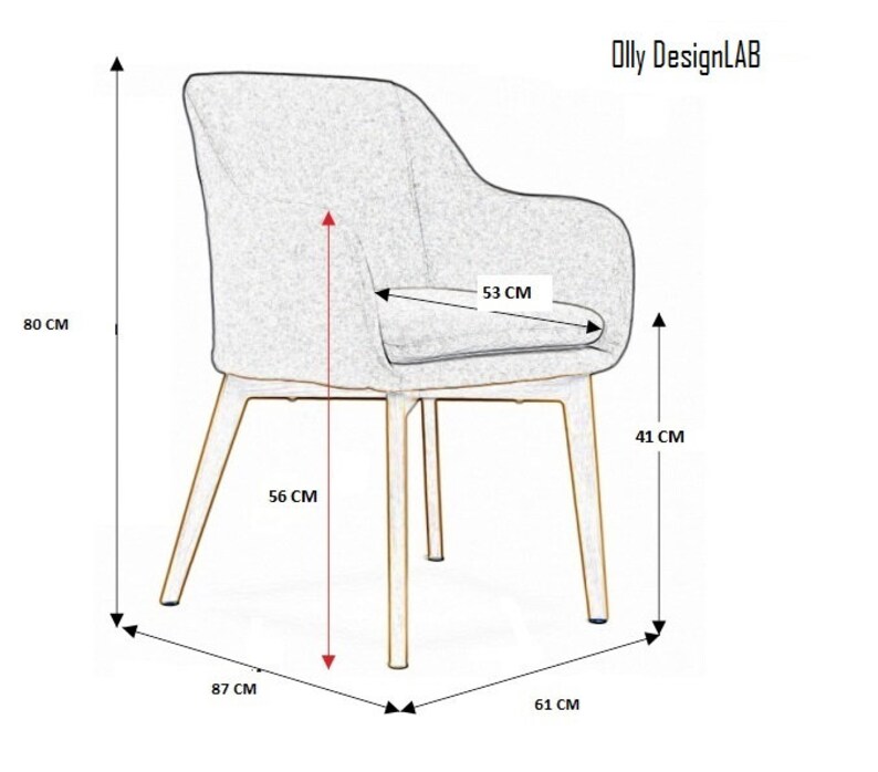 Puede incluir: Una silla tapizada gris con estructura de madera. La silla mide 80 cm de alto, 87 cm de ancho y 61 cm de profundidad. El asiento mide 53 cm de ancho y 41 cm de alto. La silla tiene un dise&ntilde;o moderno y es perfecta para un comedor o una sala de estar.