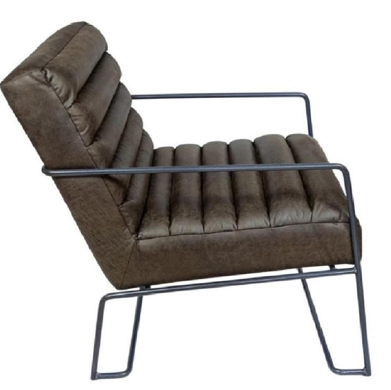Leather Armchair ROB, Chair Metal frame Loft Modern 3 - chocolate brown