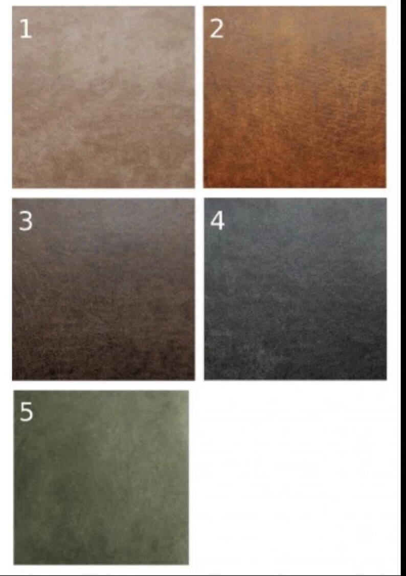 Puede incluir: Cinco muestras de tela en diferentes colores y texturas. Las muestras est&aacute;n numeradas del 1 al 5. Las muestras son beige, marr&oacute;n, gris oscuro, verde y naranja.