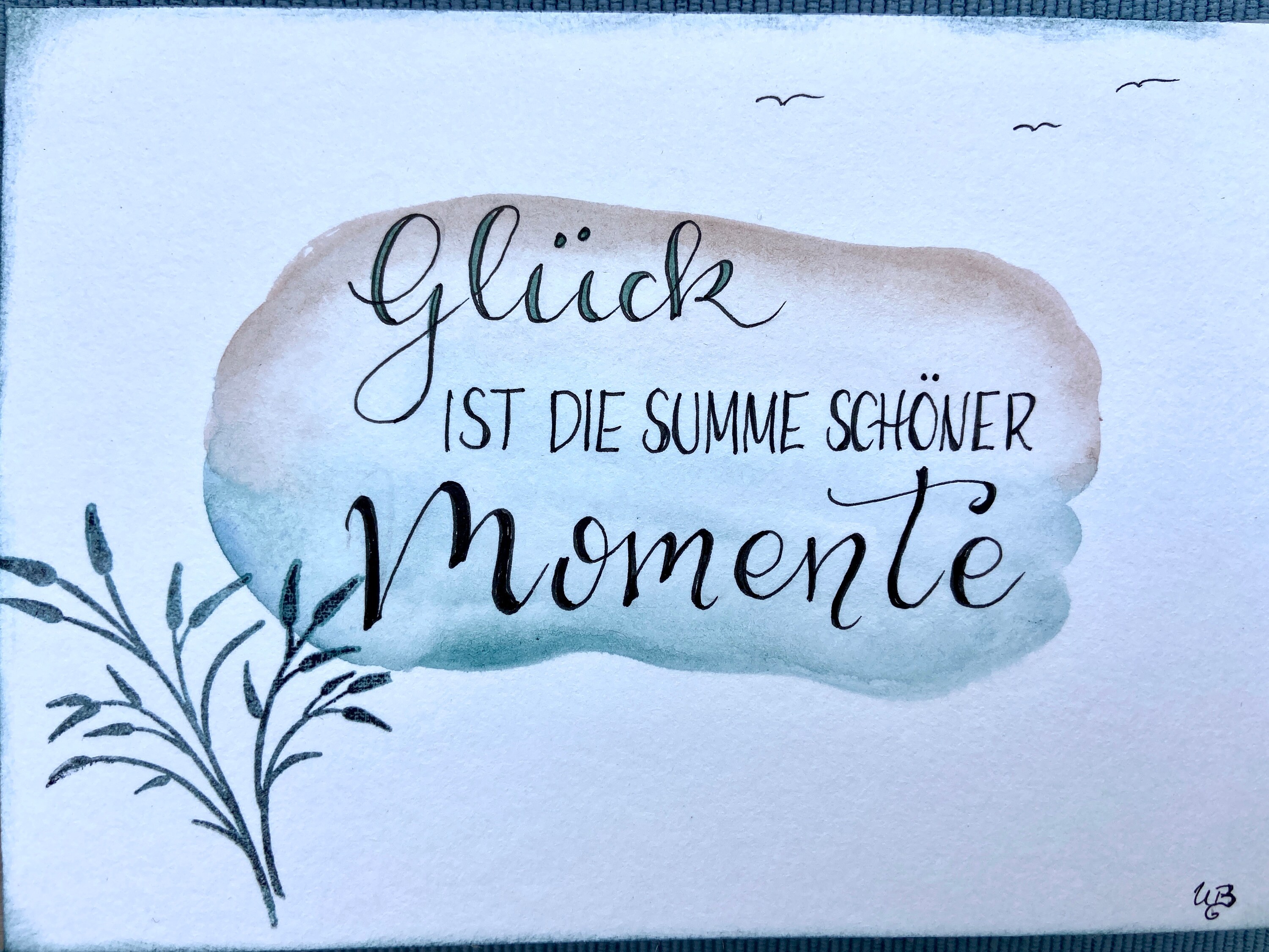 AquarellHandletteringKarte Glück ist die Summe schöner Etsy.de