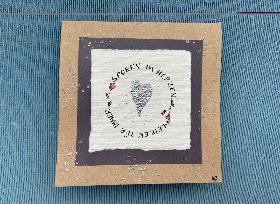 TrauerHandletteringKlappkarte Spuren im Herzen bleiben Etsy.de