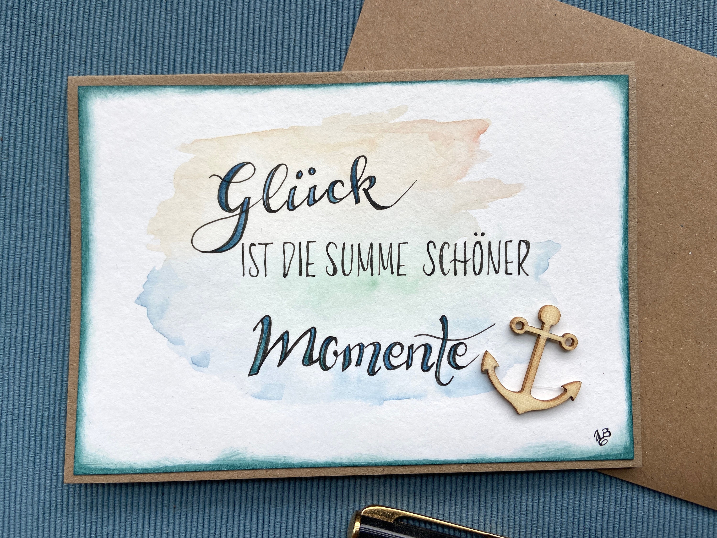 AquarellHandletteringKarte Glück ist die Summe schöner Etsy