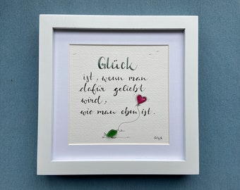 Handlettering-Seeglasbild "Glück ist ..."