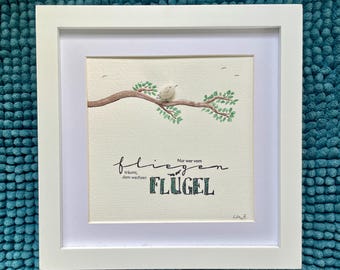 Kiesel watercolor painting &quot;Only those who dream of flying...&quot;