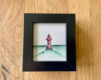 Mini-Aquarellbild "kleiner Leuchtturm"