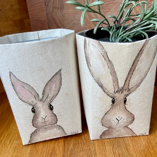 recycelte Utensilos aus Tetrapak "Aquarell Hase"