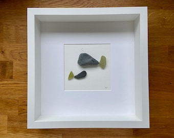 sea glass pebble picture &quot;Whalewatching&quot;