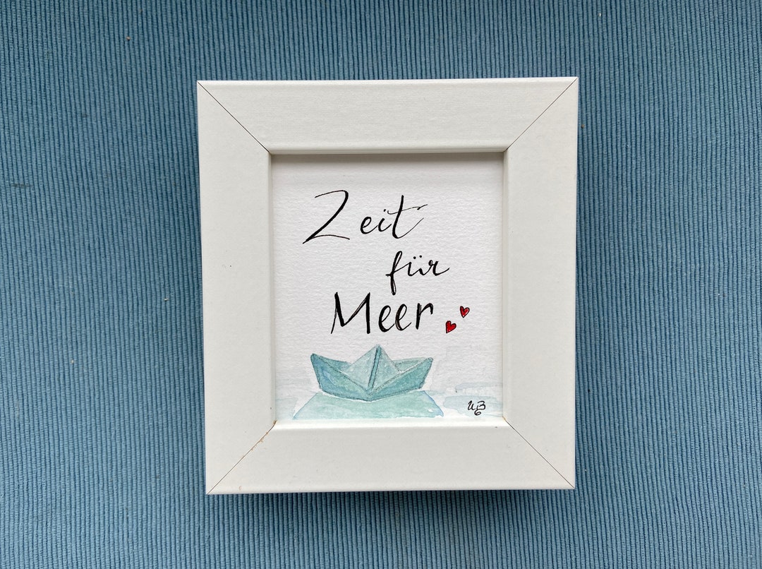 Originalminiaquarellhandlettering zeit Für Meer Etsy