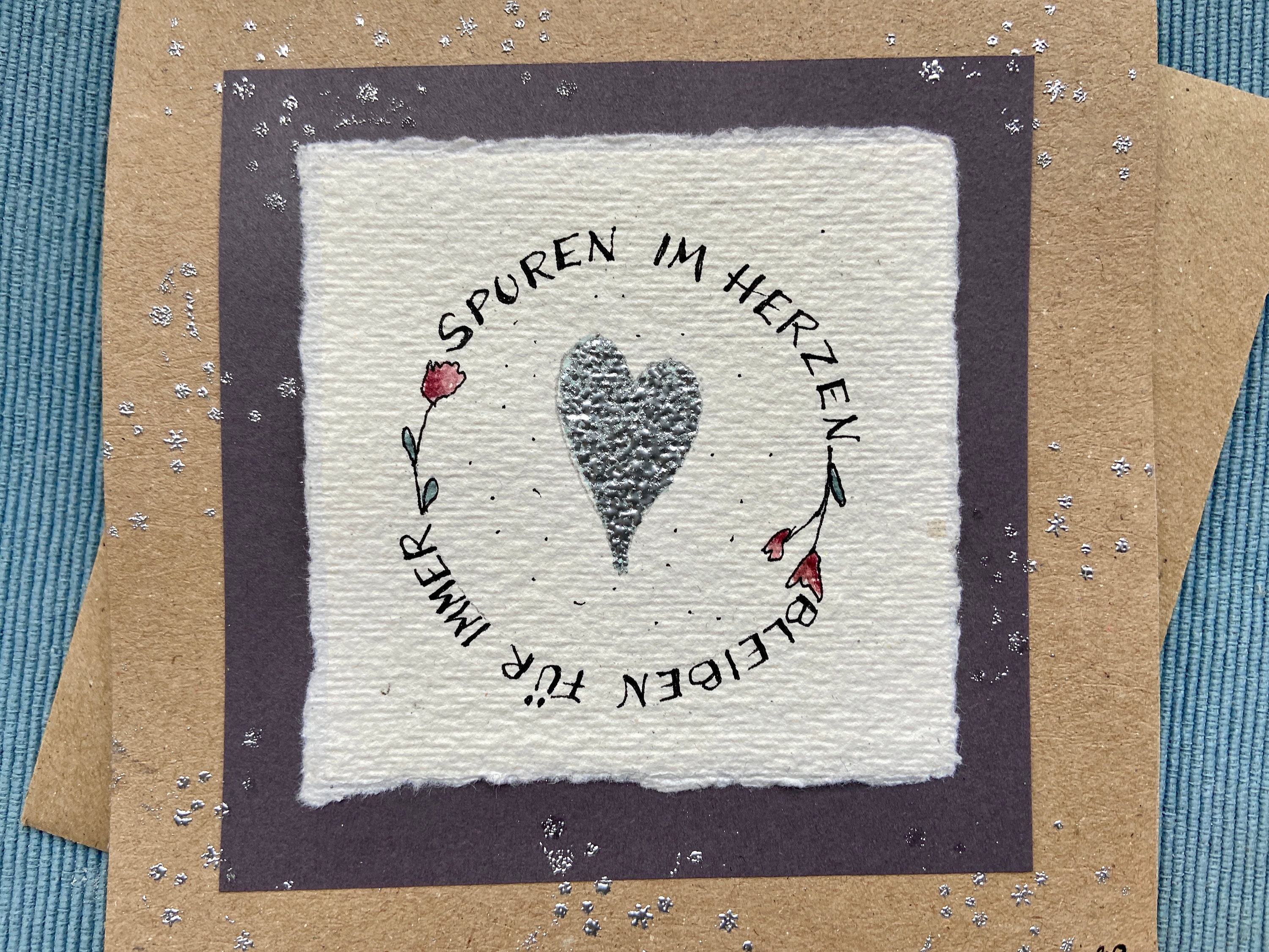 TrauerHandletteringKlappkarte Spuren im Herzen bleiben Etsy.de