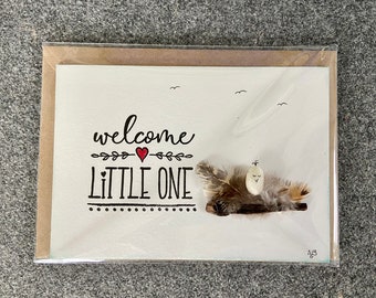 Kieselstein-Aquarell-Klappkarte "Welcome little one"