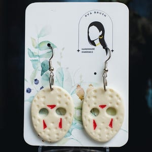 Horror Mask Earrings Handmade Polymer Clay Inspired Halloween Jewelry Scary Movie Fan Accessory Gift for her