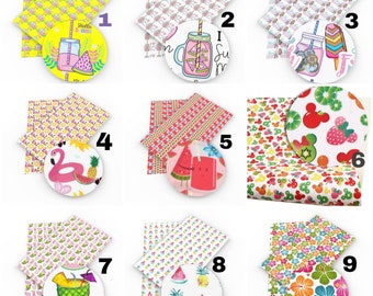Leather for Earrings Custom Design Leather Sheets SUMMER FLORAL PINK Smooth Faux Leather Sheets