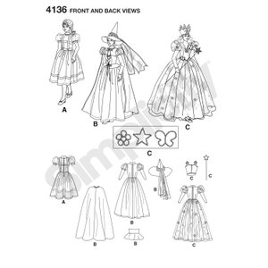 Simplicity 4136 Wizard of Oz, Glinda, Dorothy, Wicked Witch Costume Patterns Misses Size R5 14-16-18-20-22 Out of Print 2006 image 3