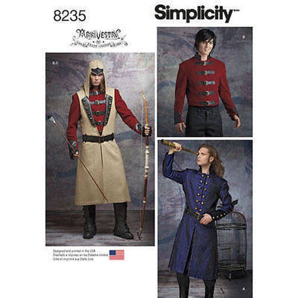 Simplicity Pattern 8235 Men's Warrior Cosplay Steampunk Costume Pattern Size US AA 38-44