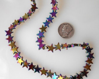 Rainbow Hematite Star Shape 8mm Beads Half Strand