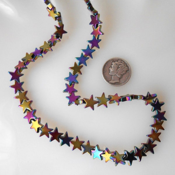 Rainbow Hematite Star Shape 8mm Beads Half Strand