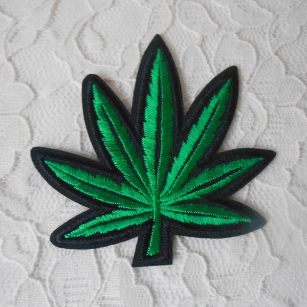 Marijuana Leaf Iron on Applique Etsy