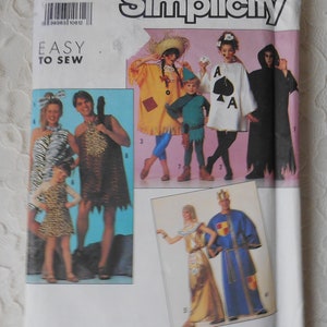 Simplicity 9945 Sewing Pattern Costumes Flintstones Scarecrow Robin Hood Queen King Ghoul Unisex Boys & Girls Child&#39;s Size 4-6-8-10