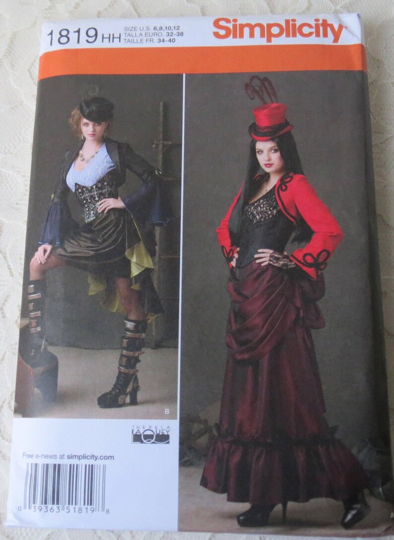 Victorian Steampunk Arkivestry Dress Jacket Skirt Bustle Pattern Size 6 8 10 12