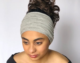 Twist Headband Extra Wide Scrunch Turban Heather Grey