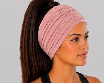 Dark Rose Scrunch Headbands, Extra Wide Headband, Yoga Headband, Wide Headband, Men Headband, Nurse Headband, Nonslip Headband