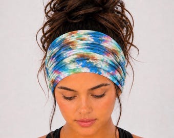 Extra Wide Jersey Headband, Scrunch Headband, Tie-Dye Headband, Running Headband, Workout Headband, Fitness Headband