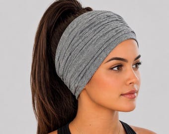 Charcoal Scrunch Headband, Extra Wide Headband, Yoga Headband, Nurse Headband, Workout Headband, Women Headband, Men’s Headband