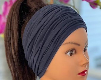 Navy Blue Scrunch Headband, Nurse Headband, Yoga Headband, Running Headband, Women Headband, Men Headband, Women Headband