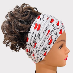 Valentine Scrunch Headband, Scrunch Headband,  Nurse Headband, Extra Wide Headband, wide Headband, Healthcare Headband