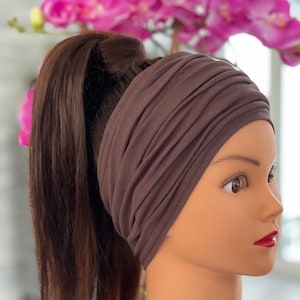 Brown Scrunch Headband, Extra Wide Headband, Yoga Headband, Running Headband, Women Headband, Nurse Headband, Men Headband