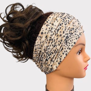 Leopard Scrunch Headband, Extra  Wide Headband, Yoga Headband, Running Headband, Workout Headband, Women Headband, Wide Headband