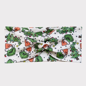 Grinch Twist Stirnband, das Grinch Stirnband, doppelt gedrehte Stirnband, extra breites Stirnband, Krankenschwester Stirnband, Weihnachts Stirnband
