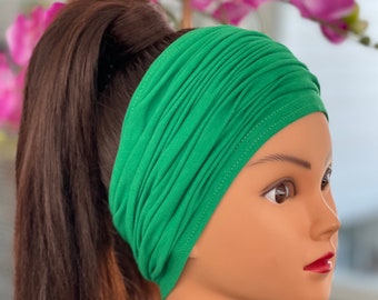 Kelly Green Extra Wide Headband, Wide Jersey Headband, Yoga Headband, Running Headband, Workout Headband, Women Headband, Men Headband