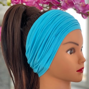 Aqua Scrunch Headband, Yoga Headband, Running Headband, Workout Headband, Men Headband, Women Headband, Nurse Headband