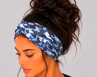 Camouflage Turban Headbands, Wide headband, Yoga Headband, Nurse Headband, Extra Wide Headband, Workout Headband