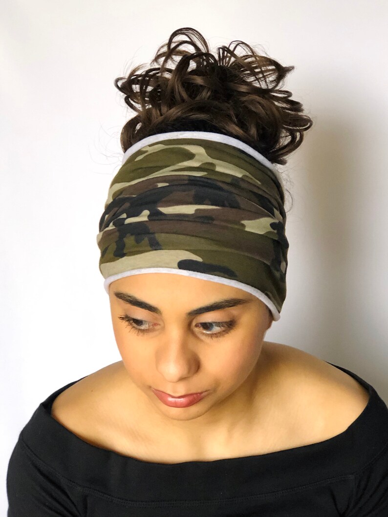 Camouflage Extra Wide Scrunch Headband Jersey Headband Wide Etsy