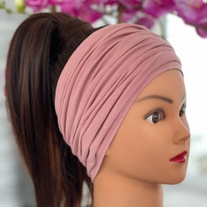 Dark Rose Scrunch Headbands, Extra Wide Headband, Yoga Headband, Wide Headband, Men Headband, Nurse Headband, Nonslip Headband