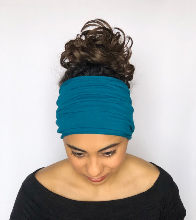 Teal Extra Wide Scrunch Headbands Jersey Wide Headband | Etsy