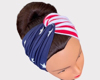 Fourth of July Headband, Turban Headband, Nurse Headband, Star Headband, Extra Wide Headband, Twisted Headband
