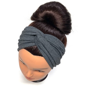 Charcoal Knotted Headband, Twist Headband, Twisted Headband, Wide Headband, Workout Headband, Fitness Headband, Solid Headband