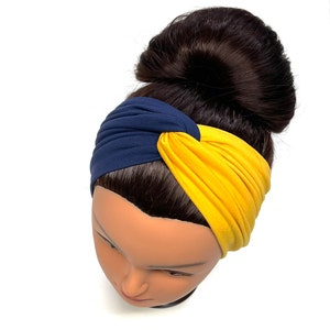 Michigan Turban Headband, UT Headband, Twisted Headband, Extra Wide Headband, Twist Headband, Nurse Headband