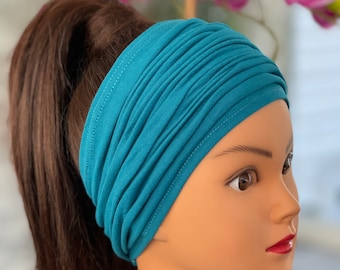 Teal Scrunch Headbands, Extra Wide Headband, Scrunch Headband, Nurse Headband, Running Headband, Women Headband, Men Headband