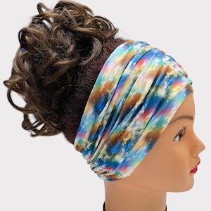 Extra Wide Jersey Headband, Scrunch Headband, Tie-Dye Headband, Running Headband, Workout Headband, Fitness Headband