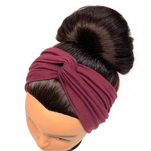 Burgundy Turban Headband, Turban Headband, Buttons Nurse Turban Headband, Extra Wide Headband, Twisted Headbands, Wide Headband