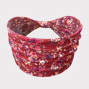 Floral Knotted Headband, Wide Headband, Buttons Headband, Nursing Headband, medical Headband, Healthcare Headband